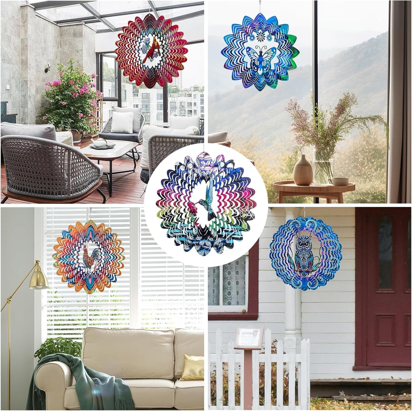 Hummingbird Wind Spinner - 3D Kinetic Metal Wind Spinner - Garden & Yard Decor Outdoor/Indoor Decoration, Dynamic Art Hanging Sculpture for Women Mom Men, Dad, Grandma
