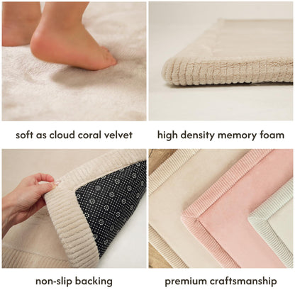Hakuna Matte CloudSoft Mat for Floor 60" x 80" Beige – Coral Velvet Memory Foam Rug – Non-Slip, Water-Resistant