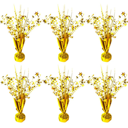 FUBININA 6 Pack Metallic Foil Spray Centerpiece Star Table Decoration Burst Table Centerpieces for Birthday New Years Nye Wedding Anniversary Graduation Holiday Party Supplies Decor, Gold