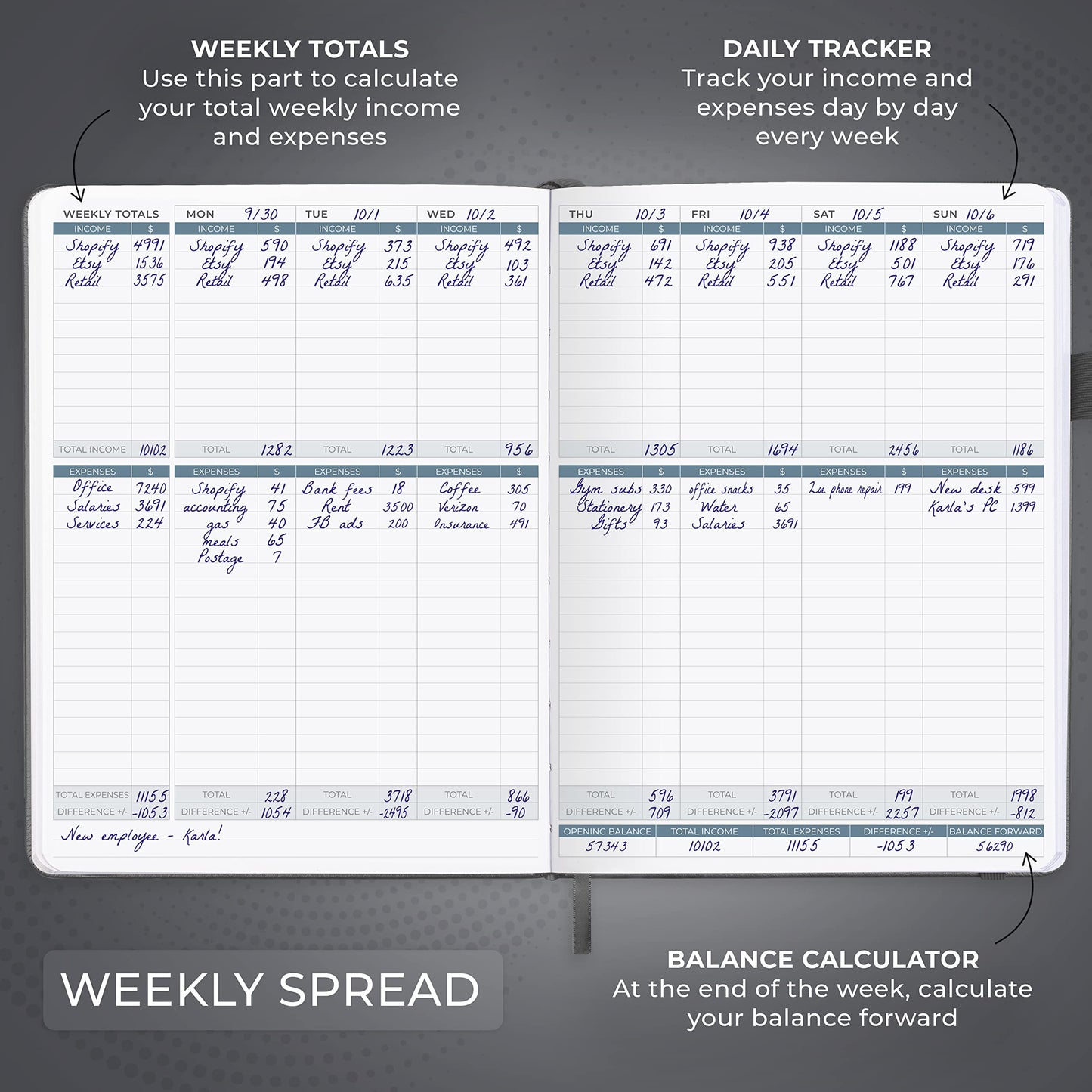 Clever Fox Income & Expense Tracker Large – Accounting & Bookkeeping Ledger Book for Small Business – 2-Year Record Notebook, A4 (Silver Black)
