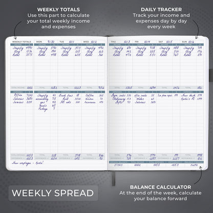 Clever Fox Income & Expense Tracker Large – Accounting & Bookkeeping Ledger Book for Small Business – 2-Year Record Notebook, A4 (Silver Black)