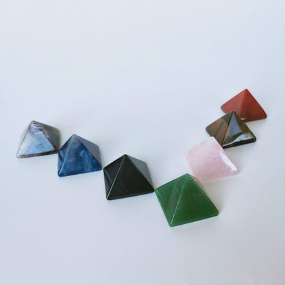 Set of 7 Crystal Pyramids of Natural Chakra Healing Stones, 1.5 inch