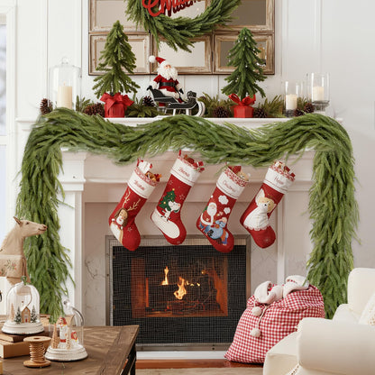 Findosom 6Ft Christmas Norfolk Pine Garland, Real Touch Artificial Winter Green Pine Garland for Mantle, Wall, Fireplace, Stairs, Table, Indoor & Outdoor Christmas Decorations