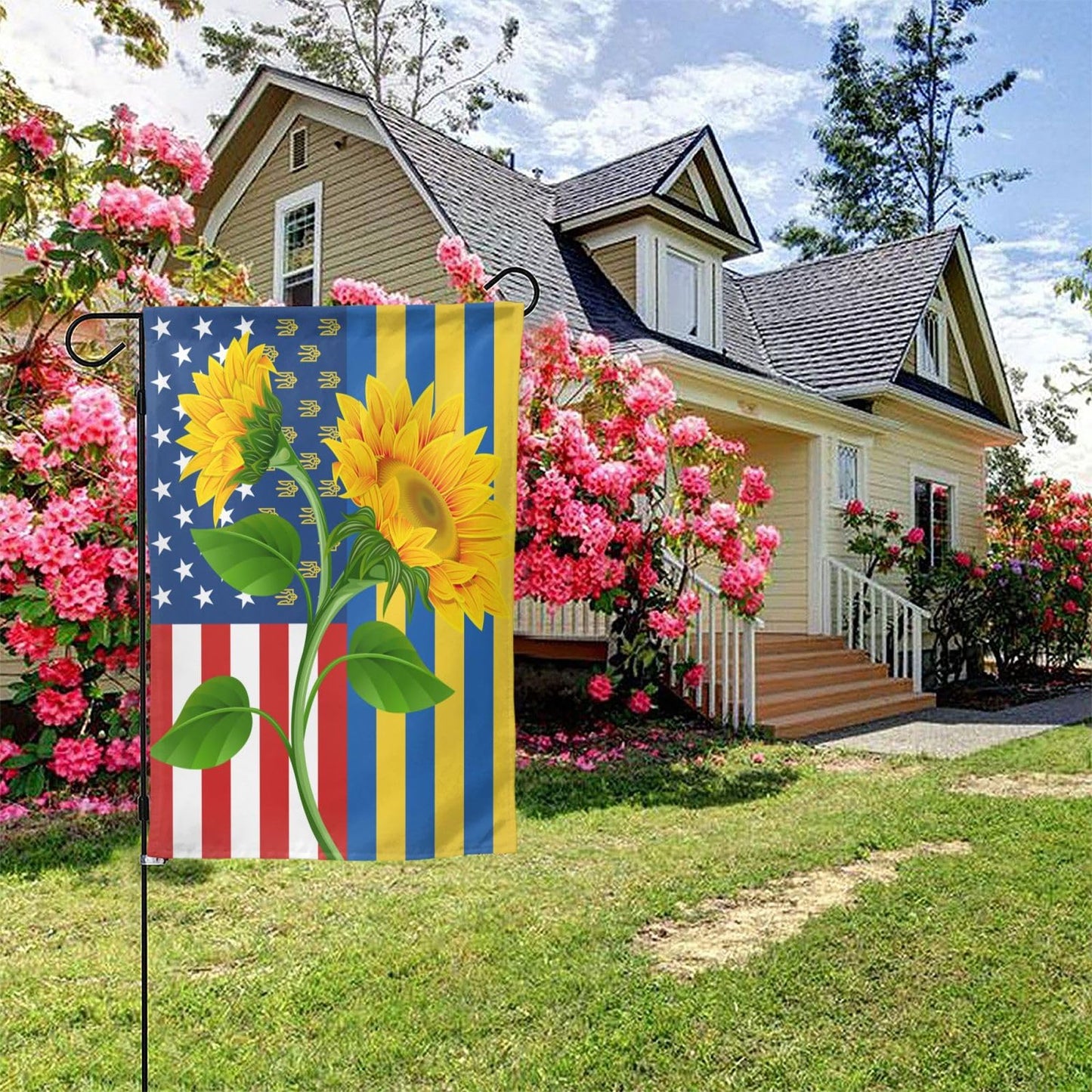 I Love Ukraine Garden Flag 28x40 Inch Outdoor Fade Proof Inside Sunflower Breeze Flag Garden House Home Decor Holiday Yard Sign