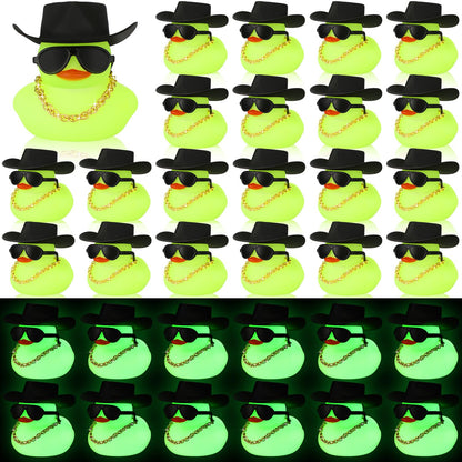 Sotiff 48 Sets Cowgirl Rubber Duck Squeaky Duck Bath Toy Duckies Car Dashboard Decorations Halloween Party Favors with Mini Necklace Hat and Sunglasses for Bathtub Baby Shower Swimming Party