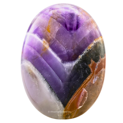 Amazing Gemstone Amethyst Chevron Crystals and Healing Stones - Large Palm Stone Crystals Piedra - Crystal for Good Luck, Positive Energy, Meditation - Unique Stocking Stuffers, Gifts for Women, Men