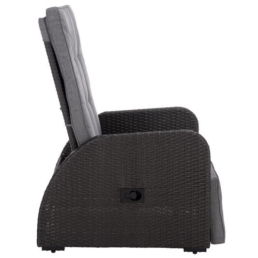 SAFAVIEH Outdoor Patio Furniture Collection – Millman Black & Grey Weather-Resistant Recliner Chair, Adjustable Backrest & Cushioned Seat (PAT6906A)