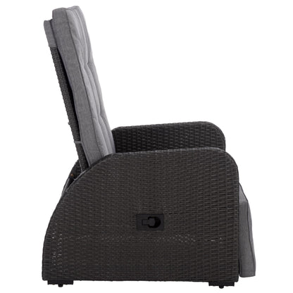 SAFAVIEH Outdoor Patio Furniture Collection – Millman Black & Grey Weather-Resistant Recliner Chair, Adjustable Backrest & Cushioned Seat (PAT6906A)