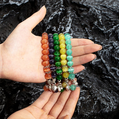 MEHUK Natural Stretch Gemstone Bracelet Healing Stone Beaded Bracelets for Women Men Gifts (Unisex) (Purple)