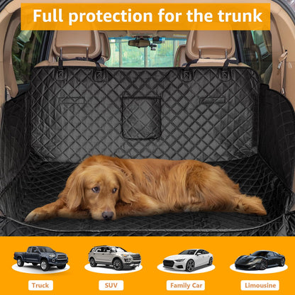 PETICON SUV Cargo Liner for Dogs, PU Leather Waterproof Pet Cargo Cover for SUVs Sedans Vans with Bumper Flap Protector, Scrachproof Non-Slip Large Size Dog Seat Mat Universal Fit