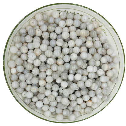 WHNKFB 10mm 50PCS Natural White Crazy Lace Agate Round Beads, Milky Pearl-Alternative Loose Stone Beads for Jewelry Making Craft - 4mm 6mm 8mm 10mm Options with Free Elastic Cord