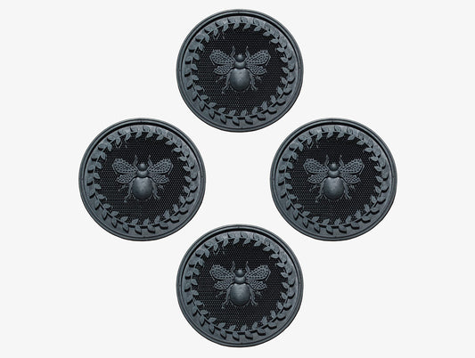 A1 Home Collections Multi Functional-Garden Stepping Stone Mat Round, Natural Rubber Heavy-Duty Beautiful Hand Finished Design 12"X12" Set of 4, Bumble Bee Black