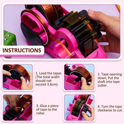 Multiple Roll Cut Heat Tape Cut Dispenser Resistant Sublimation Desk Dispenser with 5 Pieces High Temp Multi-Size Heat Press Tape for Industrial Use, Solder(Pink)