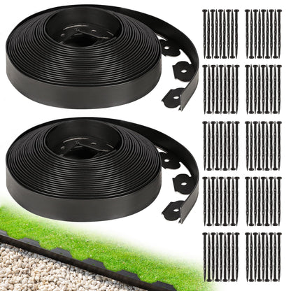 Hemikaki 1.5 Inch x 100FT Garden Edging Border, Plastic Edging for Landscaping with 120pcs Spikes