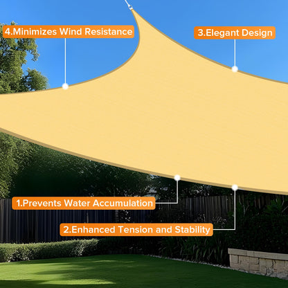 Artpuch 12'x16' Sun Shade Sail BeigeCurved Commercial Outdoor Shade Cover Cream Rectangle Heavy Duty Permeable 185GSM Backyard Shade Cloth for Patio Garden Sandbox (We Make Custom Size)
