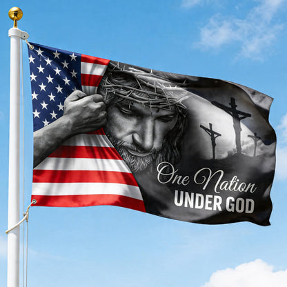 FLAGWIX 3x5 Patriotic American Flags for Outside, One Nation Under God American Jesus Flag - Double Sided, Heavy Duty Canvas, Fade Resistant - Home Decor Indoor, Outdoor Decor Flag with Grommets