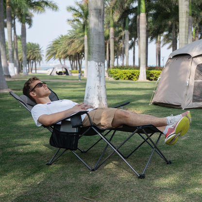 apollo walker Reclining Beach Chair, Adjustable 90-135° Backrest Camping Lounge Chairs for Adults, 6-Legged Folding Chair with Foot Rest & Detachable Pillow, Includes Carry Bag, Grey