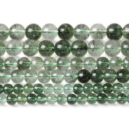 36PCS 10MM Green Crackle Phantom Ghost Crystal Beads for Jewelry Making DIY Bracelet Necklace Accessories 15" Energy Healing Power Stone Beads