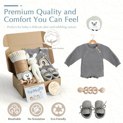 meloom Baby Gift Set, Baby Boy Newborn Gifts Box, Boho Gender Neutral Unisex Baby Essentials, Baby Shower Gifts for New Moms, New Baby Gifts for Boys, Personalized Gift Basket for New Babies