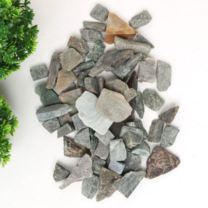 REAL-GEMS Natural Raw Healing Crystals Rough Stones for Tumbling, Cabbing, Polishing, Wire Wrapping, Wicca & Reiki Crystal Healing, Mix Gemstones,7 Chakra (Green Jade)