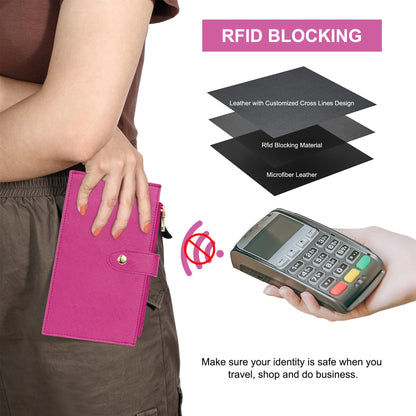 Travelambo RFID Wallet Women Large Size Bifold Multi Card Wallet Case with Zipper Pocke Credit Card Holder for Women