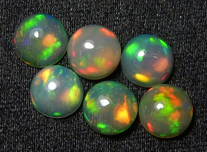 Myhealingworld Natural Ethiopian Opal 5mm round cabochon AAA quality loose calibrated gemstones for jewelry making round 5mm - 6 Stone
