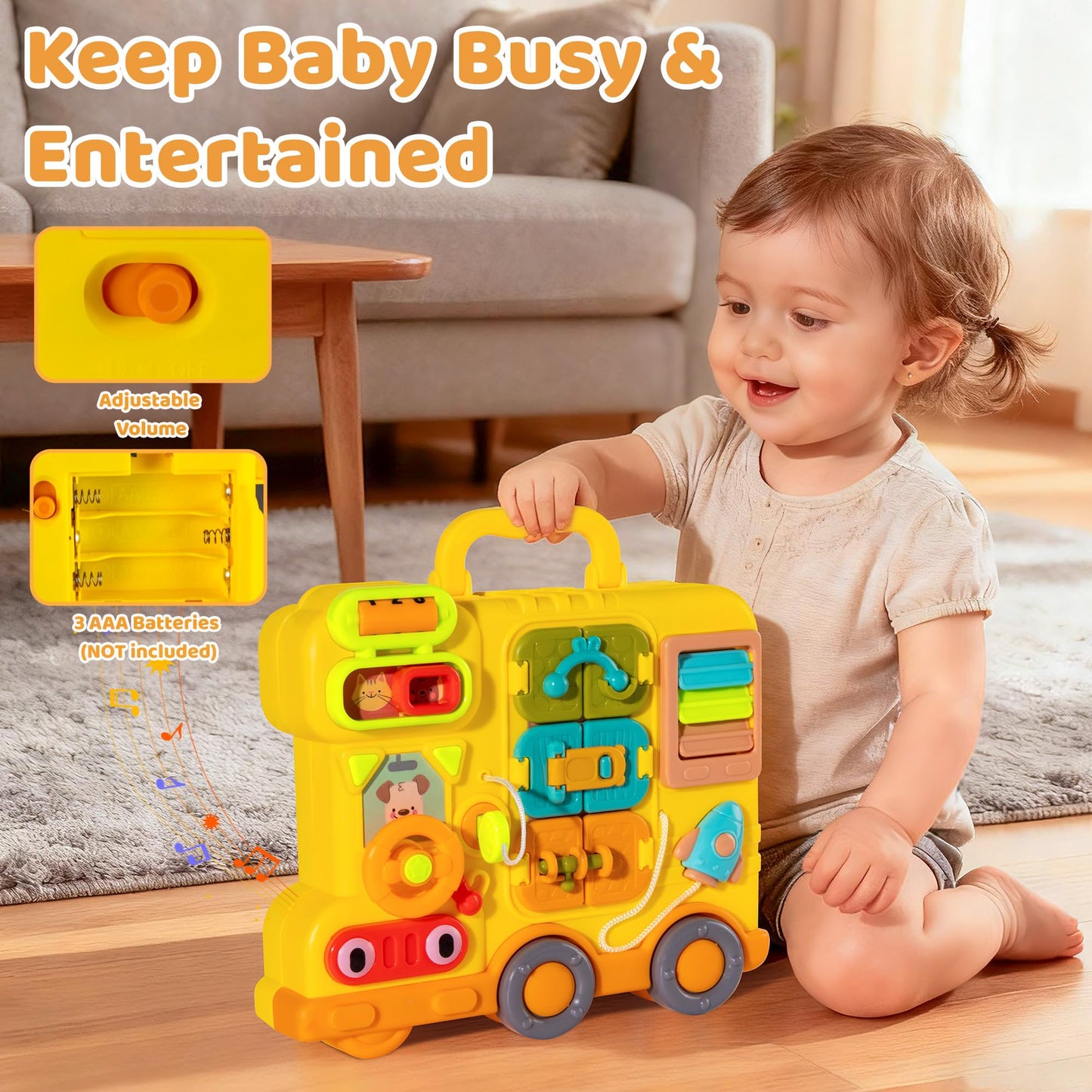 iFaveorr Montessori Busy Board for 1-2 Year Old Girl Gift, Musical Montessori Toys for 1 Year Old, Early Educational Toy for Toddler 1-3, Christmas, Birthday Gift for 1+ Year Old Baby Girl