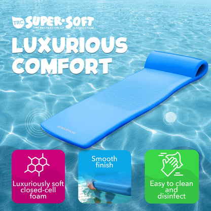 TRC Recreation Sunsation 1.75" Thick Foam Pool Float Lounger w/ Headrest for Lounging & Sunbathing in Swimming Pools, Beaches & Lakes, 70" x 26"