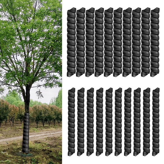 LipLopBest 20 Pcs Tree Trunk Protector 2 Size Plastic Tree Guard Spiral-Type Tree Trunk Protectors Tube Wraps to Protect Bark Saplings Plants from Mowers, Rodents, Rabbit (Black,20pcs)