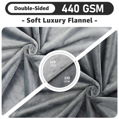 LOOBANI Waterproof Blanket for Bed: Reversible Soft Flannel Twin Bed Blanket 60" x 80", Leakproof Throw Spill-Proof Dog Pet Blanket for Couch, Sofa Protect, Movie Time, Camping, Travel, Grey