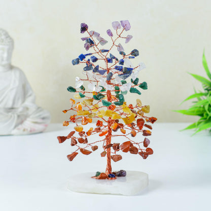 Crocon® 7 Chakra Quartz Heart Base Crystals Tree, Birthday Gifts for Women, Men & Friends, Tree of Life Crystals and Healing Stones, Home Decor, Women Gift Ideas, House Warming Gifts New Home for Mom