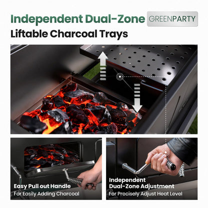 30 Inch Barrel Charcoal Grill and Offset Smoker, 1015 sq. in. Cooking Area Outdoor BBQ Grill, Perfect for Outdoor Cooking Barbecue Patio Garden Backyard Party