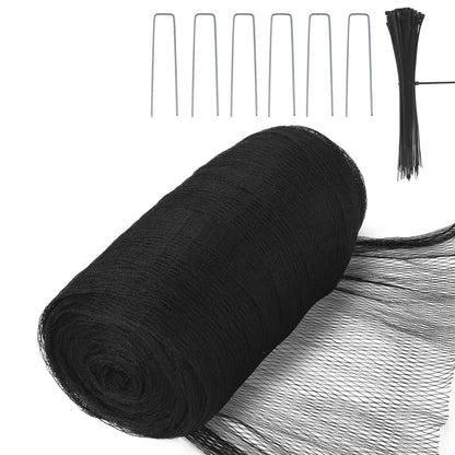 Bird Netting for Garden, 26 x 49FT Heavy Duty Anti Bird Netting Mesh with Ties and Landscape Staples for Vegetable, Fruit Trees & Other Plants, Lasting Against Birds Squirrels and Poultry, Black
