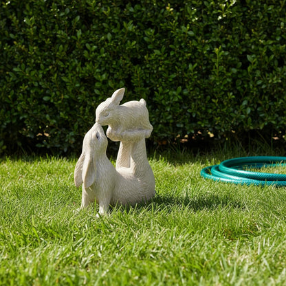 Braxio Rabbit Decor for Home Garden – Kissing Bunny Statue, Living Room, Bookshelf, or Patio Decor, Resin Figurine for Animal Lovers, 6.3" L x 2.6" W x 7.9" H
