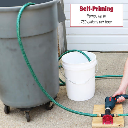 Milescraft 1314 DrillPump750 - Self Priming Water Pump Attachment for Drills - Water Transfer Pump - Uses Common Garden Hose - 750 Gallons per Hour