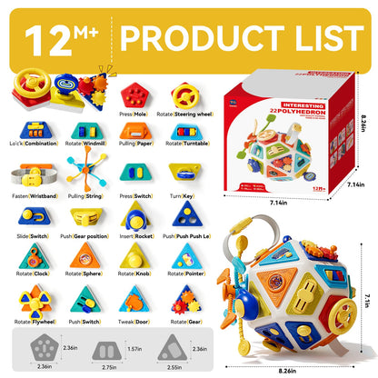 22‑in‑1Toddler Busy Board Activity Cube Toys, Montessori Sensory Toy & Travel Leaning for Toddlers, Early Education Active Toy and Fine Motor Skills Development Toy for 1 2 3 Years Old Boys & Girls