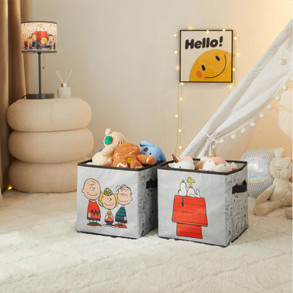 Idea Nuova Storage Cubes for Kids,2 Pack Collapsible Fabric Bins with Handles, Organizer Boxes with Handles for Bedroom, Playroom & Nursery,Peanuts