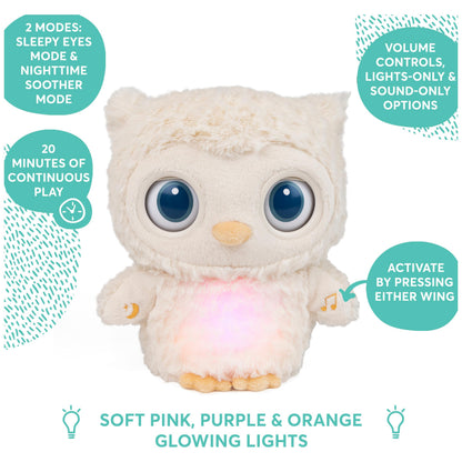 GUND Baby Sleepy Eyes Owl Bedtime Soother Plush Owl Stuffed Animal Night Light & Sound Machine for Baby Boys and Girls, 8”