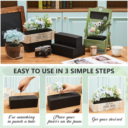 Lallisa 4 Pcs Reusable Floral Foam Blocks Water Weather Resistant Dry Floral Foam for Artificial Flower Arrangements Outdoor Flower Boxes Outside Hanging Planters Wedding Home Decor (9 x 3 x 3")