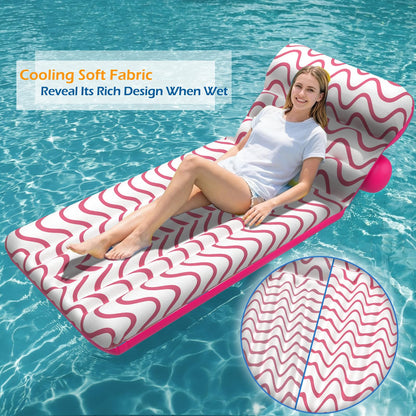 Jasonwell Inflatable Pool Float Adult - Ultra-Comfort Soft Fabric Pool Floaties Lounge Floats Floating Chair Raft with Adjustable Backrest Air Water Lounger Tanning Float for Pool Beach Party (Wave)