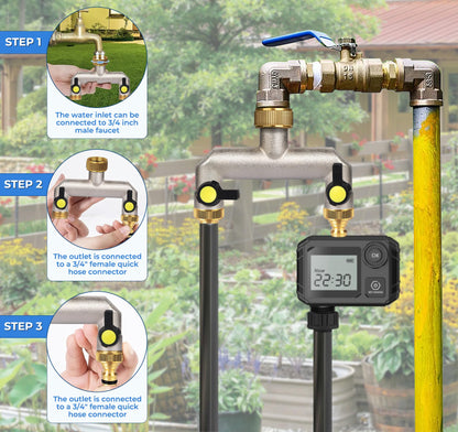 Anstore 2 Way Heavy Duty Faucet Splitter, Two Way Hose Splitter Brass Tee Valve with Handle 3/4" Garden Hose Connector Dual Outlet, Spigot Splitter 2 Way for Home, Yard, Washing Machine, Garden Hoses