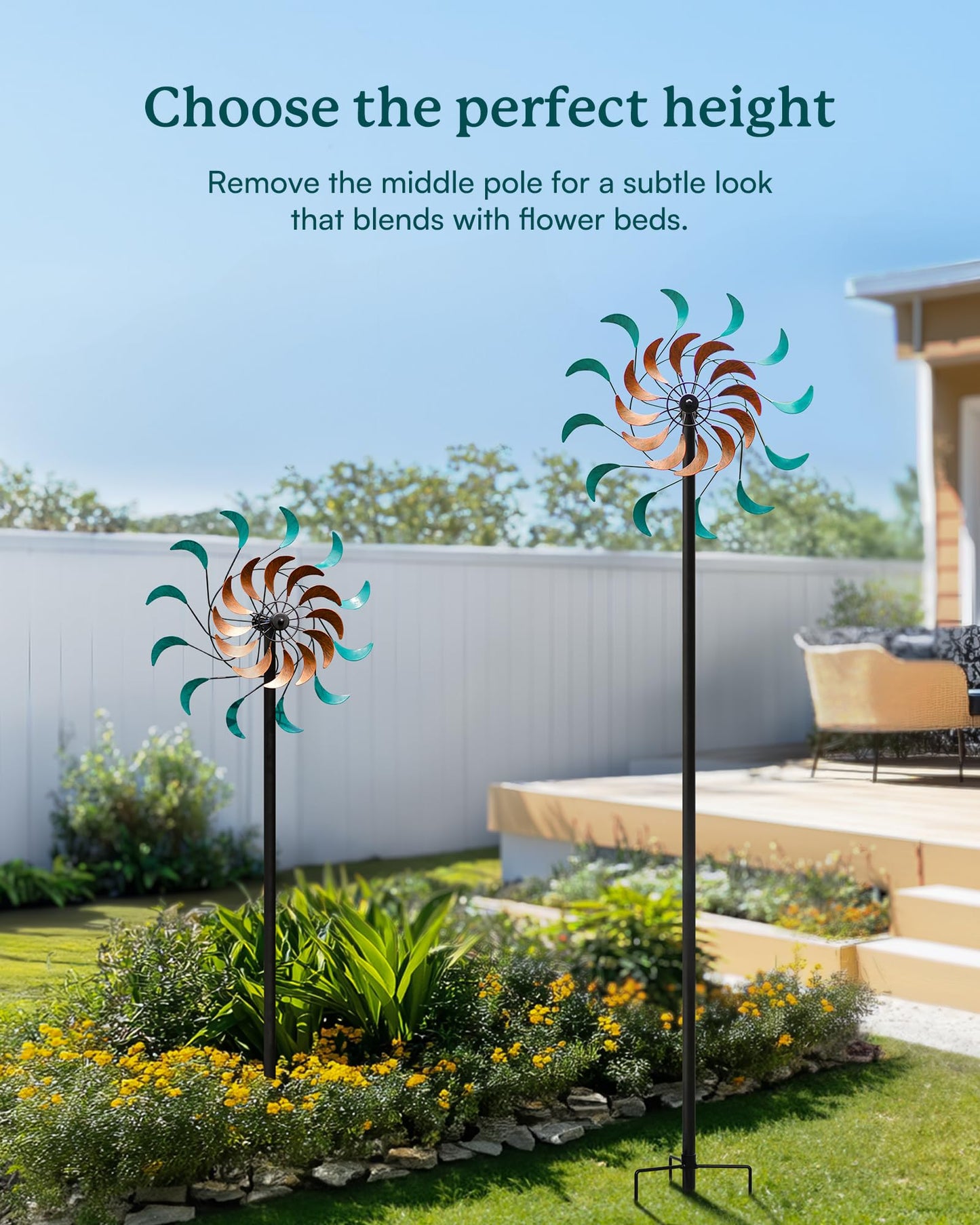 Cyan Oasis Wind Spinners Outdoor - Metal Windmill for Yard, Garden Spinners with Stake, Yard Art, Ideal Lovely Gift for Family Friends(13'' W x 54'' H)
