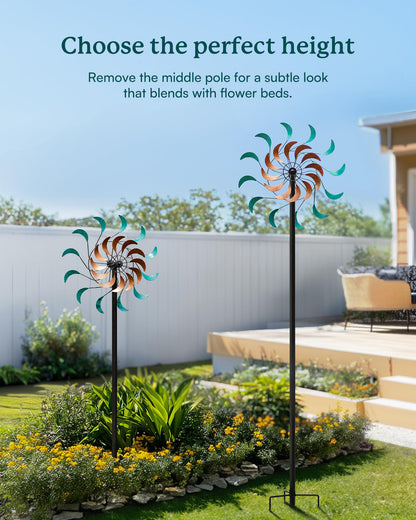 Cyan Oasis Wind Spinners Outdoor - Metal Windmill for Yard, Garden Spinners with Stake, Yard Art, Ideal Lovely Gift for Family Friends(13'' W x 54'' H)