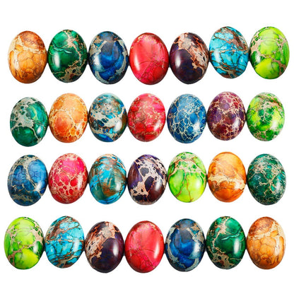 rockcloud 18x25mm Oval Cabochon Flatback Semi-precious Stones Sea Sediment Jasper for Jewelry Making Pack of 5