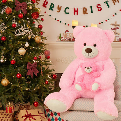 MorisMos Giant Teddy Bear Stuffed Animal Hugging Plush Toys Duo,43" Big Mama Baby Stuffed Teddy Bear Toys for Kid Girl Boy Mom, 4ft Large Stuffed Animals Gift for Birthday Baby Shower Decor Christmas