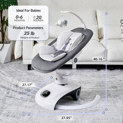 VaVaSoo Baby Swing for Infants Mamroo Electric Automatic Multi Motion Newborn for Girl & Boy with Remote Control, 5 Speed, 13 Melodies, Light Gray (Gary)
