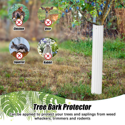 Frienda 20 Pcs Tree Trunk Protector 11.8" x 15.7" Corrugated Plastic Tree Guards Expandable Tree Tubes Flexible White Tree Bark Protector to Protect Saplings Plants from Weed Whacker Animals Trimmers