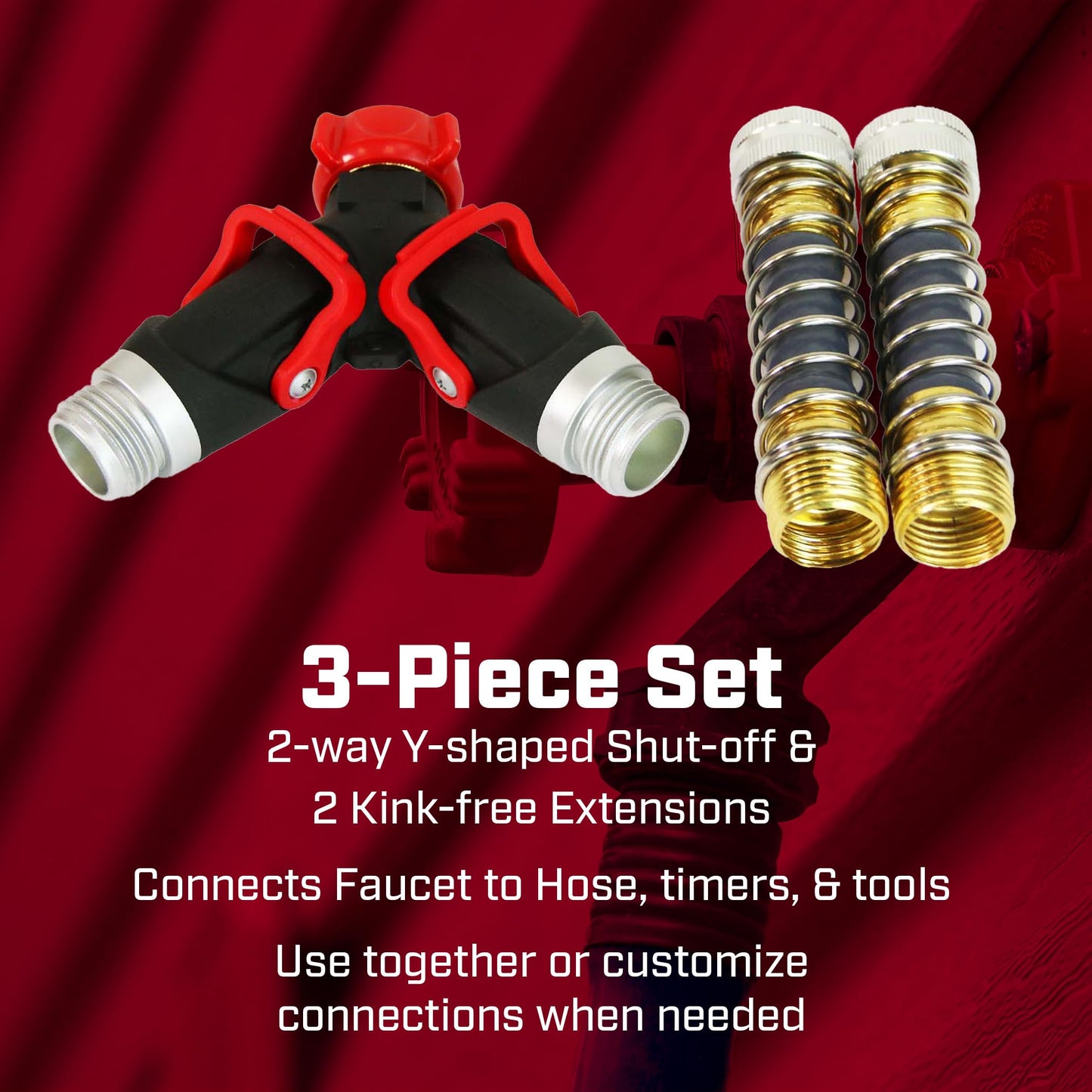 Chapin 6-9482: Deluxe 2-Way Shutoff Hose Connection with Kink-Free Extensions, Fits Standard Garden Hoses, Metal and Plastic Construction with Shut-Off Valves, Leak-Free, Dual Water Flow