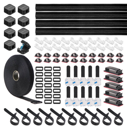 AORUICN Cable Management Organizer Kit, Desk Cable Organizer, Cable Management Under Desk, Wire Management and Cord Organizer for Home, Office, Standing Desk