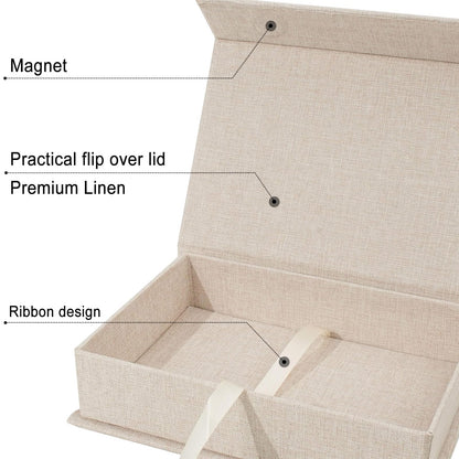 Sprsthai 8x10 Archival Photo Storage Box with Lid – Stackable Memory Keepsake Organizer for Photos, Certificates, Jewelry & Scrapbooking Supplies Beige